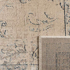 SAFAVIEH Vintage Collection Accent Rug - 3'3" x 5'7", Stone & Blue, Oriental Distressed Viscose Design, Ideal for High Traffic Areas in Entryway, Living Room, Bedroom (VTG117-7440)