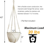 43 Inches Macrame Plant Hanger Large for 12 inch Pot Extra Long No Tassel Cotton Rope Hanging Plant Holder with Ceiling Hook Bohemian Home Decor