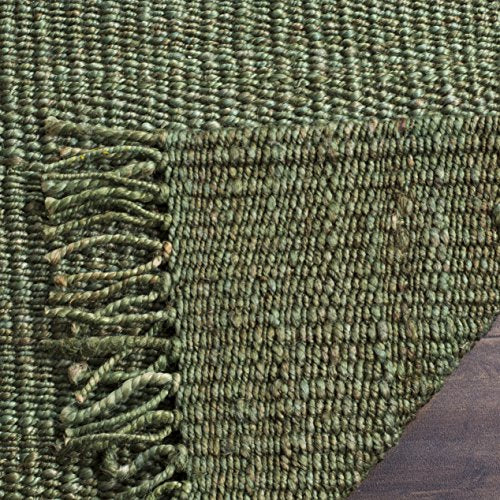 SAFAVIEH Natural Fiber Collection Accent Rug - 2' x 3', Green, Handmade Boho Fringe Woven Jute, Ideal for High Traffic Areas in Entryway, Living Room, Bedroom (NF368G) - color: Green, size: 2' x 3' (Rectangular)