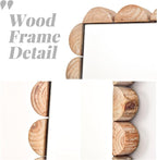 Wavy Mirror Solid Wood,22x30 Boho Bathroom Wooden Natural Farmhouse Scalloped Irregular Country Mirror for Living Room,Bedroom,Entryway