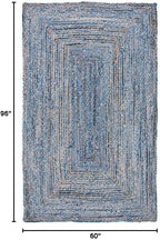 SAFAVIEH Area Rug 5x8 - Cape Cod Collection - Blue & Natural Brown, Handmade Jute & Cotton, Woven Braided Design (CAP202M)