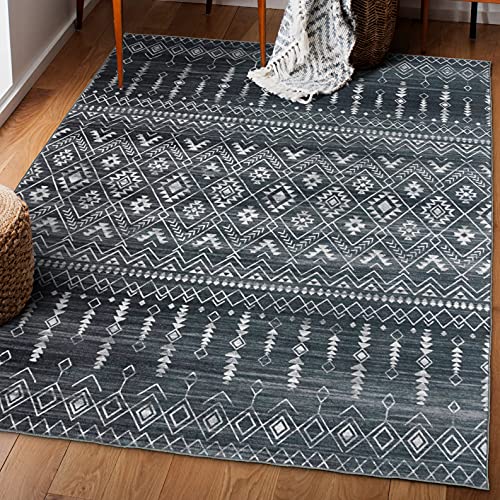 ReaLife Machine Washable Area Rug Runner - Living Room Bedroom Bathroom Kitchen Entryway Office - Padded Low Pile Stain Resistant Premium - Geometric Moroccan Diamond - Jace 3' x 5' - color: Jace, size: 3' x 5' (Rectangular)