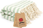Bazaar Anatolia Turkish Beach Towel – 100% Cotton, Quick Dry, Sand Free Striped Towel for Bathroom and Travel, Sage Olive Color – Oversized 71x39 Inches – Arpa Green