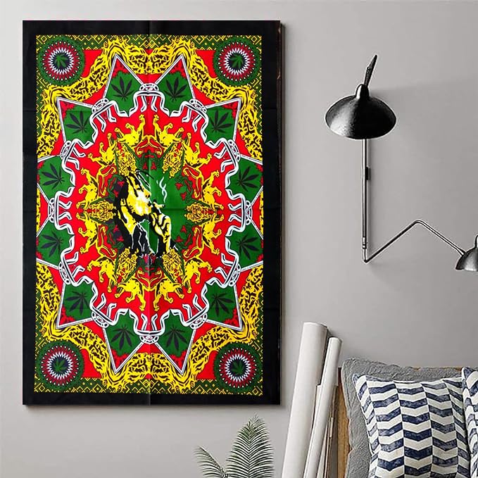 Rastogi Handicrafts Hendrix Guitar 40" X 30" Poster Size Tapestry Decorative Indian Dorm Decor Cotton Tapestry Indian Multi Colored Wall Poster Indian Deity (RH-155) - color: Rh-155