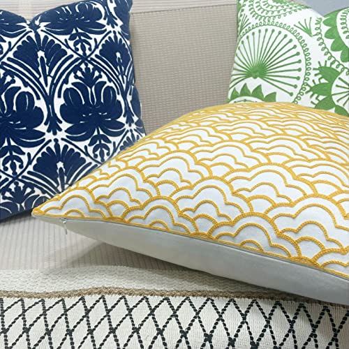 Slow Cow Embroidery Decorative Throw Pillow Cover for Couch Sofa Geometric Accent Pillow Cover Cushion Cover 18 x 18 Inches Yellow - color: Yellow Ice Cream, size: 18" x 18" (Pack of 1)
