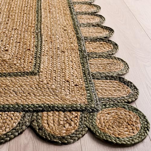 SAFAVIEH Area Rug 5x8 - Natural Fiber Collection - Natural & Olive, Handmade Jute, Ideal for Living Room, Bedroom, Dining Space (NFB125X) - color: Natural/Olive, size: 5' x 8' (Rectangular)
