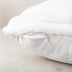 ZLINA Set of 2 Cream White Faux Fur Decorative Throw Pillow Covers Fluffy Striped Pillowcase Cushion Covers 26 x 26 Inch Decor Sofa Couch Bedroom