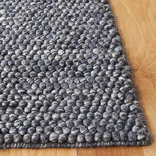 SAFAVIEH Natura Collection Runner Rug - 2'3" x 8', Dark Grey, Handmade Wool Blend, Textured Design, Ideal for Hallway, Bedroom, Foyer (NAT620H) - color: Dark Grey, size: 2'3" x 8' (Runner)