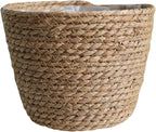 Hand Woven Planter Basket with Liner Rustic Straw Flower Pot for Indoor Outdoor Plants Balcony Living Room Decor 7.8X9.75X7.8 Inches