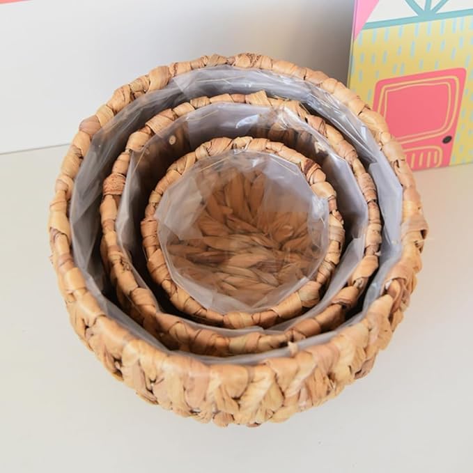 Handwoven Seagrass Plant Basket - Lightweight Decorative Storage for Indoor Garden(7.87inch)