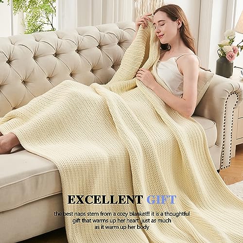 L'AGRATY Knitted Weighted Blanket - 60"x80", 15lbs Cooling Chunky Knit Heavy Blanket for Adults, Braided Crochet Throw, Thick Cable Yarn, Machine Washable - color: Cream White, size: 60" x 80" | 15 lbs
