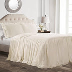 Lush Decor Ruffle Skirt Bedspread Set - 2-Piece Luxurious Farmhouse Bedding - Elegant Ruffle Detail - Timeless Style - Soft Lightweight Sheets - Twin, White