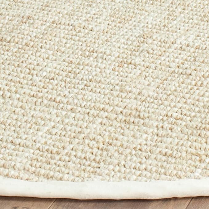 SAFAVIEH Natural Fiber Collection 9' Round Ivory NF730A Handmade Farmhouse Premium Jute Area Rug