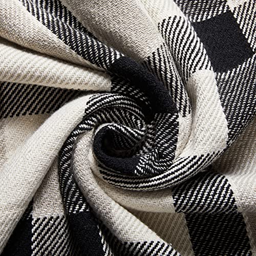Americanflat 50x60 Throw Blanket - Soft and Breathable Cotton Throw Blanket for Couch, Bed, Chair - Decorative Blankets Perfect for Home, Office, or Outdoor Use - Black, Cream and Beige Plaid Design - color: Black, Cream & Beige Plaid