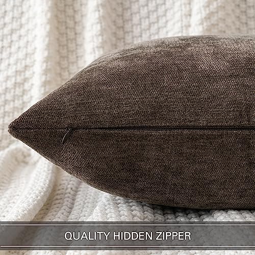 MIULEE Pack of 2 Brown Decorative Pillow Covers 18x18 Inch Soft Chenille Couch Throw Pillows Farmhouse Cushion Covers for Home Decor Sofa Bedroom Living Room - color: Brown, size: 18" x 18" (Pack of 2)