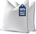 MIULEE Goose Feather Down 24x24 Pillow Insert Set of 2 with 100% Down-Proof Cotton Cover, Soft Fluffy Decorative Pillow for Sofa Bed Couch Living Room White