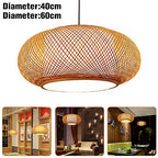DYRABREST Antique Lantern Pendant Light - Bamboo Rattan Wicker Shade Ceiling Lamp with Adjustable Cord (16"/23.5"),Hanging Rattan Light Fixture for Kitchen,Dining, Living Room
