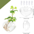 XXXFLOWER Wall Hanging Glass Terrariums，Clear Planters Propagation Station Glass Flower Vase,Air Plant Terrariums for Hydroponic Plants,Home Office Decor,Gifts,Heart-Shaped Set of 4