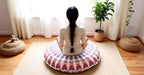 Round Mandala Floor Pillow Cover Seating Cushion Throw Cover Hippie Decorative Bohemian Ottoman Pouf Cover, Pom Pom Pillow Cases,Boho Indian 22 Inches (Pink)