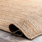 nuLOOM 8x10 Rigo Jute Hand Woven Area Rug, Natural, Solid Farmhouse Design, Natural Fiber, For Bedroom, Living Room, Dining Room, Hallway, Office, Kitchen, Entryway - color: Natural, size: 7'6" x 9'6" (Rectangular)