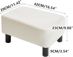 IBUYKE 16.54" Small Footstool, PU Faux Leather Step Stool, with Padded Seat Pine Wood Legs and Padded Rectangular Stool,for Bedroom, White RF-BD212-W