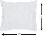 Better Trends Chenille Bedspreads Full/Double Size, White 100% Cotton Chenille Stripe Design Tufted Bedding Coverlet Soft Lightweight, 96"x110" with 2 Sham, 3 Pieces Set Jullian Collection