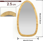 Rattan Boho Mirror for Decor, 31.5" x 18" Handmade Wall Mirror that is Farmhouse and Boho Wall Decor Style, Ideal for Hanging in the Bedroom, Living Room, Entryway, Nursery