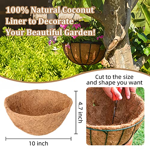 Legigo 3 Pack 10 Inch Hanging Basket Coco Liners Replacement, 100% Natural Round Coconut Coco Fiber Planter Basket Liners for Hanging Basket Flowers/Vegetables - color: 3pcs, size: 10 Inch