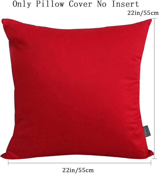 Thmyo 4-Pack 100% Cotton Comfortable Solid Decorative Throw Pillow Case Square Cushion Cover Pillowcase Sublimation Blank Pillow Covers DIY Throw Pillowcase for Couch Sofa(22x22 inch/ 55x55cm,Red)