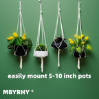 Macrame Plant Hanger 2 Pcs Hanging Planters for Indoor with 2 Hooks Indoor Outdoor Hanging Planter for Plants Holder with Decorative Tassels, Boho Home Decor, 35 Inch Ivory (Pots Not Included)