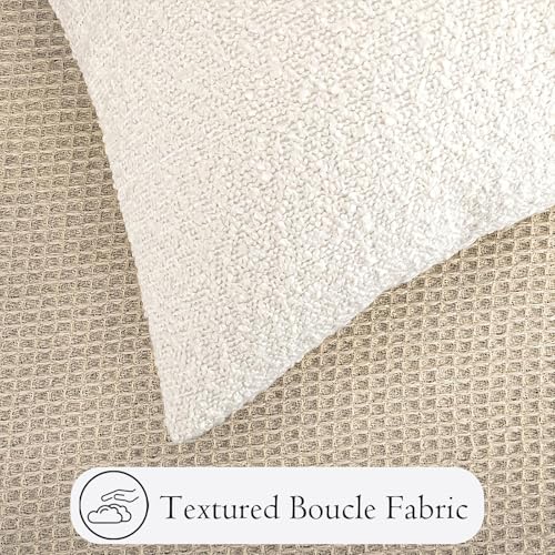 JoraLion Boucle Lumbar Pillow Cover 14x36 inch, White Textured Throw Pillow Cover Cushion Case for Sofa Bed Couch Living Room, Pack of 1 (Cover Only) - color: White, size: 36" x 14" (Pack of 1)