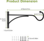 11 Inch Heavy Duty Plant Hangers Outdoor, Metal Plant Brackets for Hanging Baskets, Plant Wall Hooks for Bird Feeders, Wind Chimes & Lanterns, Premium Metal Hooks Matte Black, 30lbs Capacity