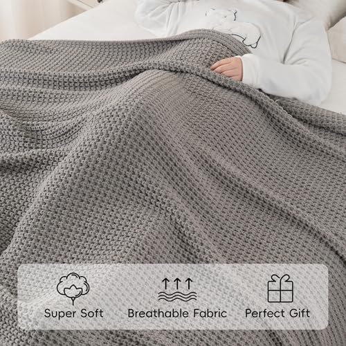 Bunnikins & Clover Light Grey Throw Blanket for Couch, Soft Knitted Chenille Throw Blanket for Sofa, Chair, Living Room, Cozy Gray Throw Blankets for Bed, 50"x60" - color: Grey, size: 50"x60"
