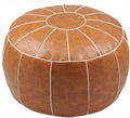 Decorative Pouf Foot Stool Round Unstuffed Leather Ottoman Cushion Storage seat or for Resting Your Feet on, Floor Chair Foot Living Room Bedroom Kids Room and Wedding (Brown)