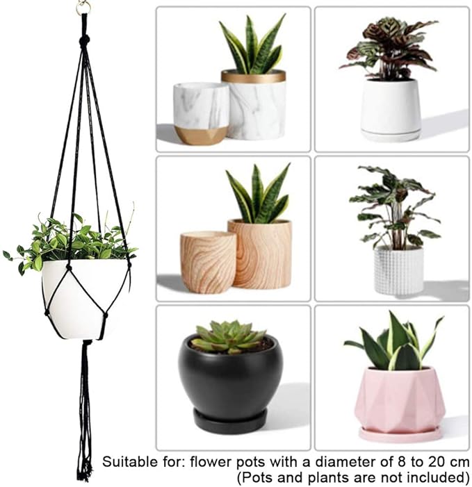 3 Pack Macrame Plant Hanger, Handmade Cotton Rope Plant Hangers Set with Tassel Countyard Indoor Outdoor Flower Pot Plan-t Hanger Home Decor for Indoor Outdoor(Color:Primary)