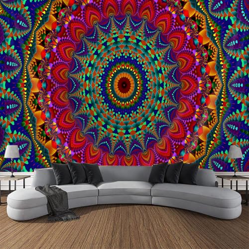 FENDROM Cool Colorful Mandal Tapestry Popular Handicrafts Indian hippie Bohemian Wall Hanging Aesthetic Floral Mandala Wall Art For College Bedroom Living Room Dorm Beach Throws Table Cloth - color: Y07, size: 59"L x 39"W