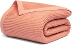 Salt Earth GOTS Certified 100% Organic Cotton Throw Blanket, 55" X 60" Waffle Blankets & Throws for Bed, Throw Blanket for Couch, Modern & Cozy Blanket, All Season, Comfy and Soft Blanket (Sun Bay)