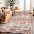 Rugshop Multi Transitional Distressed Area Rug — Machine Washable & Non‑Slip, 6' 6" X 9' for Living Room, Bedroom and Home Office - size: 6'6" x 9' (Rectangular)