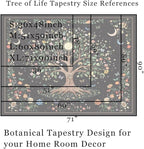 60" x 80" Large Tree of Life Tapestry Wall Hangings Botanical Floral Wall Tapestry for Bedroom Aesthetic Bohemian Tapestries for Living Room Decor Nature Flower Tapestries Fabric Wall Hanging
