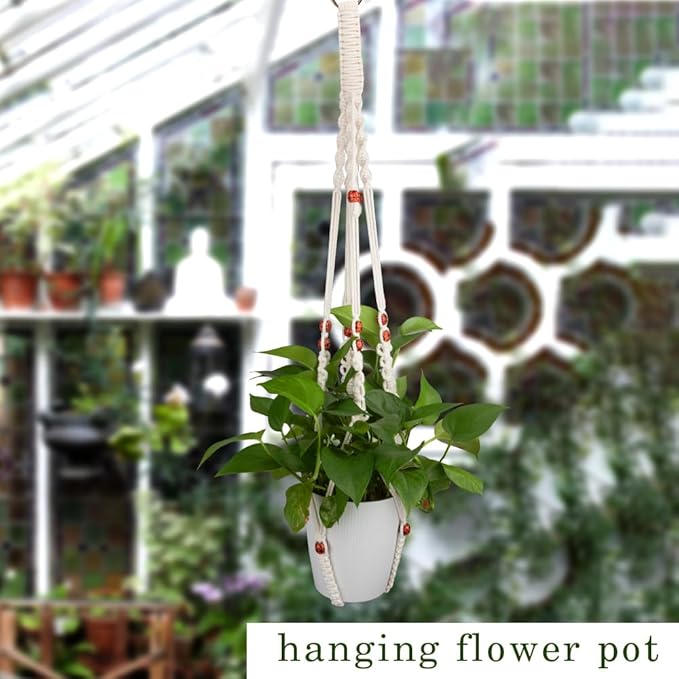 Hanging Planter for Indoor Plants,Macrame Plant Hanger with Colored Wood Beads,Plant Hanger,Hanging Plant Holder,Plant Hangers,Plant Holder,Plant Hangers Indoor,Macrame Plant Hangers Indoor