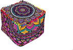 CRAFT KALA Large Hippie Mandala Meditation Floor Ottoman Pillow Cushion Pouf Cover Square Poufs Cover Bohemian Floor Cushion Cover Outdoor Fireplace Living Room Decor 16X16X14 inches, New Pink Ombre