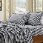 KKJIAF 2 Pcs Plaid Ruffle Pillow Case Standard Size, Ruffled Gingham Cotton Pillowcases 20x26 Inch, Linen Feel Plaid Bed Pillow Shams with Envelope Closure for Sofa Bed (Black Plaid) - color: Black Plaid, size: 26" x 20" (Pack of 2)