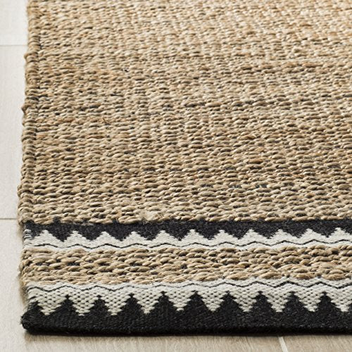 SAFAVIEH Natural Fiber Collection Runner Rug - 2'3" x 16', Natural & Black, Handmade Farmhouse Boho Coastal Rustic Jute, Ideal for High Traffic Areas in Living Room, Bedroom (NF874B) - color: Natural/Black, size: 2'3" x 16' (Runner)
