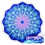 Large Microfiber Boho Mandala Beach Towel Round Bohemian Beach Blanket Hippie Indian Throw Blanket Beach Tapestry Sand Free Quick Dry Yoga Picnic Mat Wall Decor Circle Tablecloth,59'',Ocean Blue - color: Ocean Blue Mandala