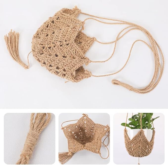 BetterJonny 3 Packs Macrame Plant Hanger, 40" Hanging Planter Flower Pots Holder Stand Gardening Weaving Flowerpot Net Pocket Hemp Rope Hanging for Indoor Outdoor Home Decor Plant Flower Pots