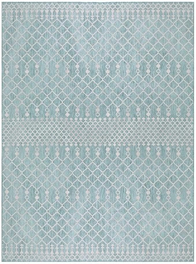 Nourison Home Positano Aqua 9' x 12' Area Rug - Easy Clean, Non Shedding, Bed Room, Living Room, Dining Room, Kitchen (9' x 12')