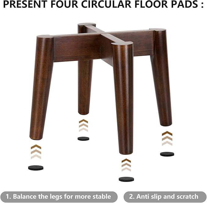 Mkono Plant Stand Mid-Century Modern Plant Stand Indoor (Plant and Pot NOT Included) Flower Pot Holder Home Decor, Dark Brown
