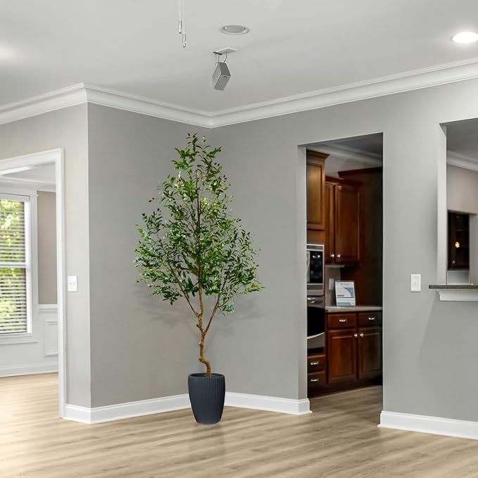 8ft Artificial Olive Tree, 96” Tall Fake Plant with Basket, Indoor Outdoor Faux Large Olive Silk Tree for Home Office Living Room Decor (2400 Leaves)