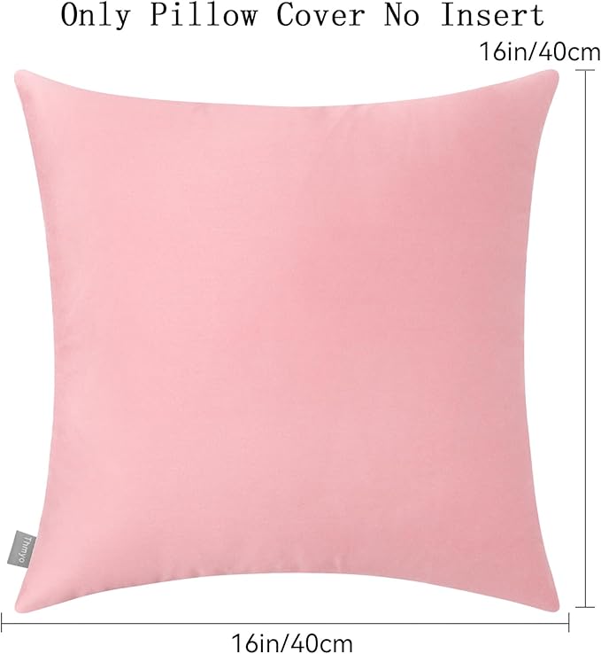 4-Pack 100% Cotton Comfortable Solid Decorative Throw Pillow Case,Thmyo Square Cushion Cover Pillowcase Sublimation Blank Pillow Covers DIY Throw Pillowcase for Couch Sofa(16x16 inch/ 40x40cm,Pink 2)
