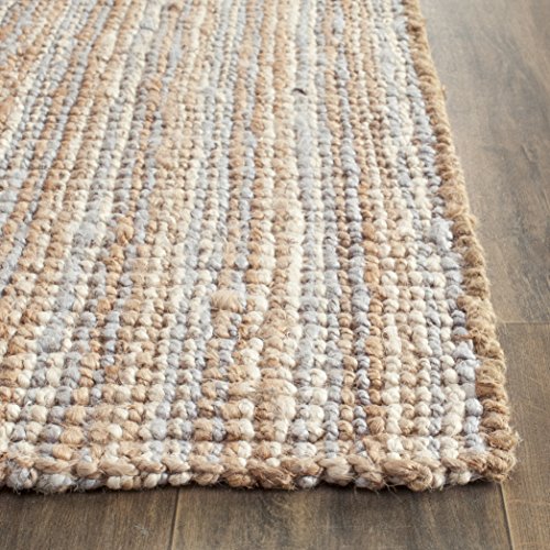 SAFAVIEH Natural Fiber Collection Runner Rug - 2'6" x 8', Grey & Natural Brown, Handmade Jute, Farmhouse Style, Chunky Textured Thick Pile (NF447K) - color: Grey/Natural, size: 2'6" x 8' (Runner)